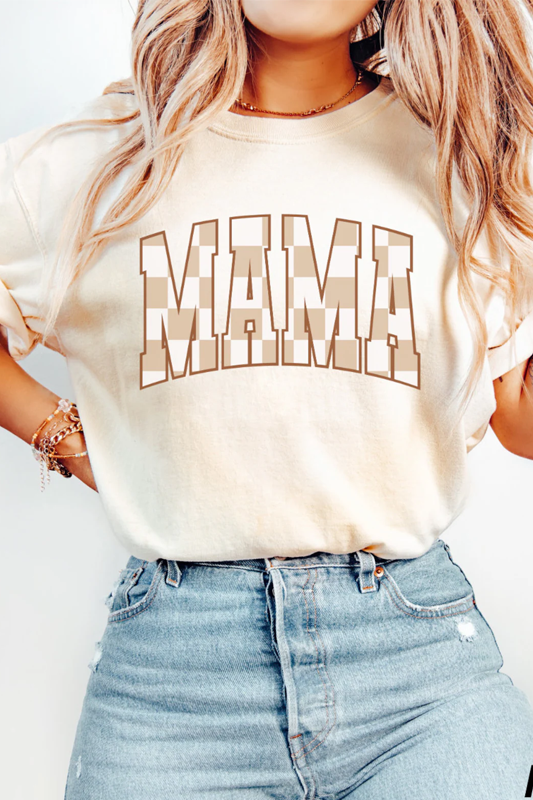 Checkered Mama Shirt, Boho Mama Shirt