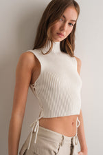 Mock Neck Side Lace Up Top