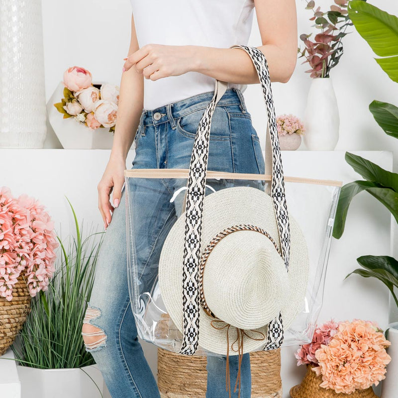 Clear Detailed Strap Tote