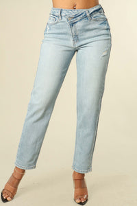 Skinny Slanted Button Jeans