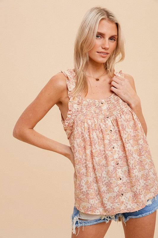 Ruffle Detailed Floral Tank