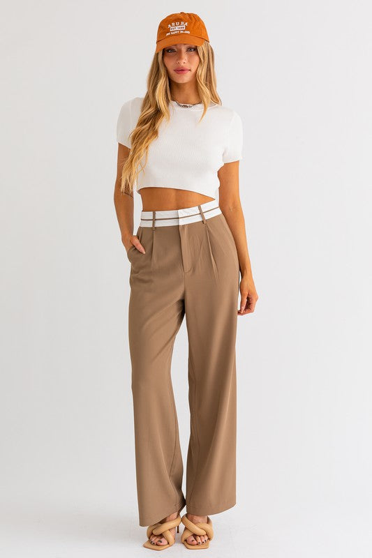 Waist Band Detail Pleated Pant