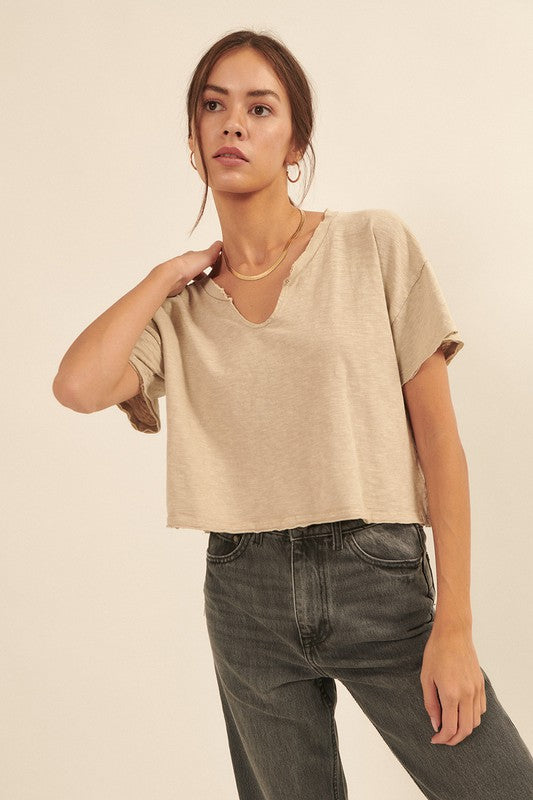 Distressed Cropped Tee