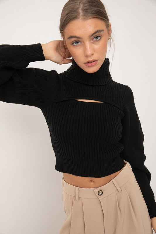 Cut Out Turtle Neck Sweater
