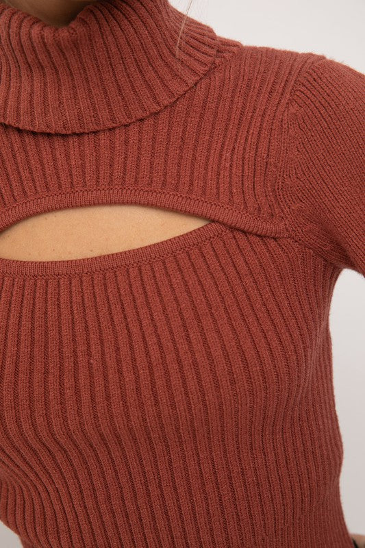 Cut Out Turtle Neck Sweater