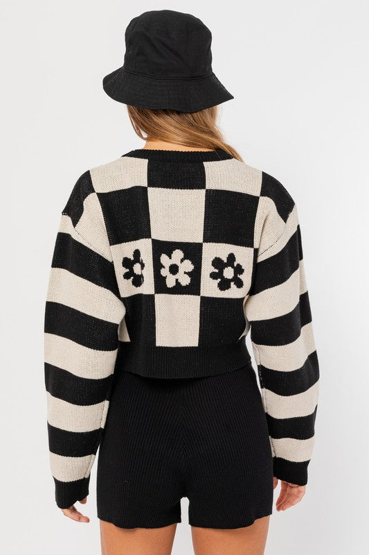 Long Sleeve Checker Sweater