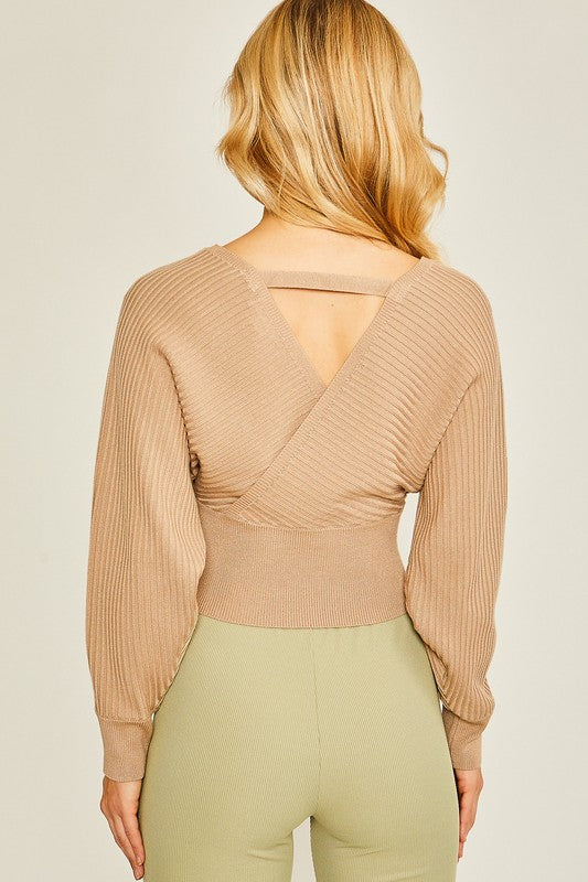Cross Over Ribbed Sweater